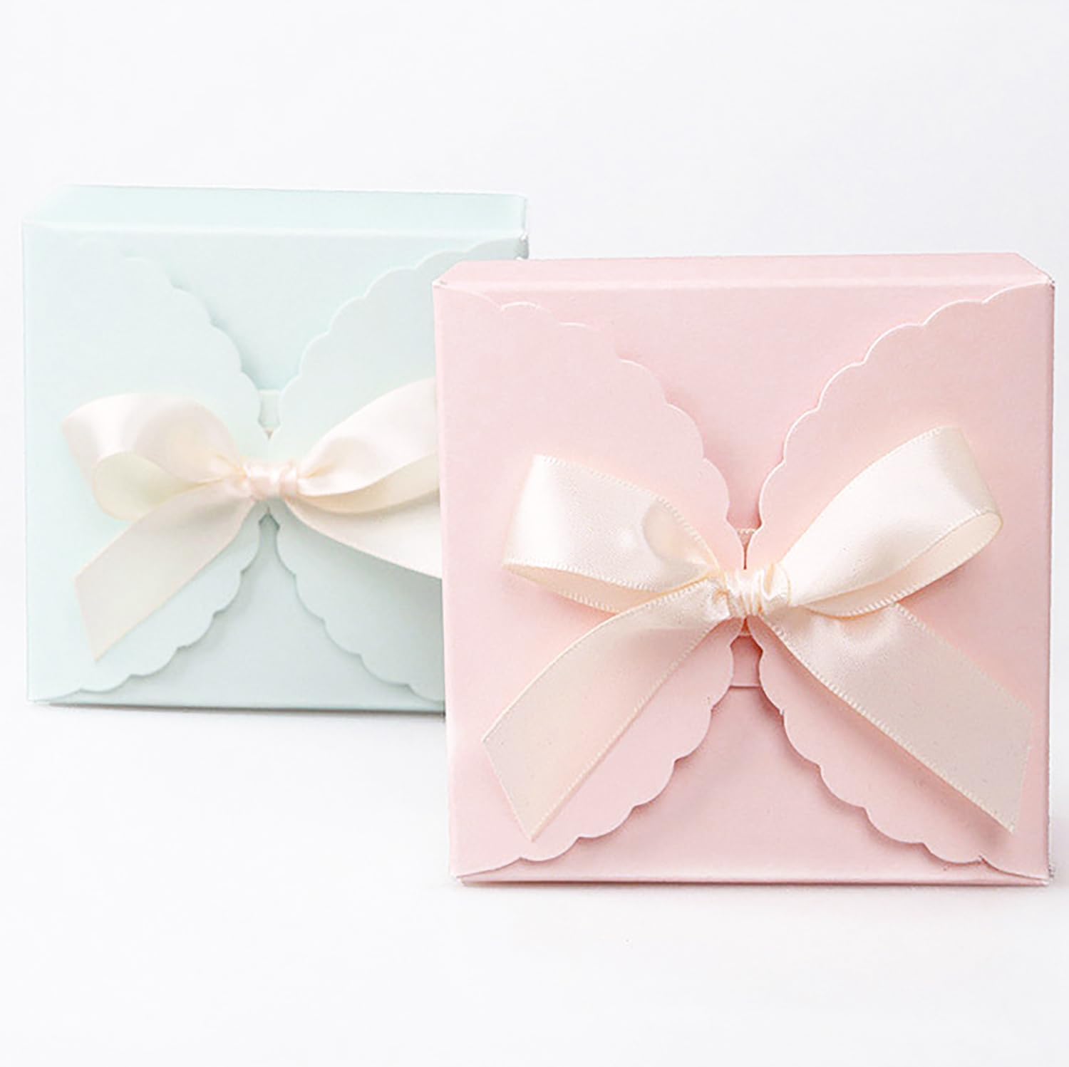 Cajas de Regalo de Papel para Caramelos 20Pcs Caja de Regalo con Cinta Cajas de Dulces para Fiestas Cajas Chuches Regalo con Colgantes de Perlas y Etiquetas para Boda Fiestas Cumpleaños (Rosa)