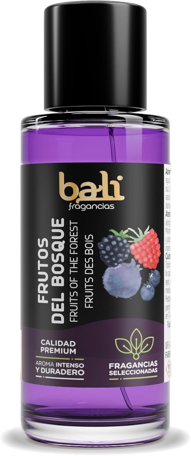 Bali fragancias Esencia al Aceite de Frutos del Bosque para Humidificador. Ambientador Dulce y Afrutado en Esencia para Difusor. Aceite Natural para Quemador de Aromaterapia. 50 ml